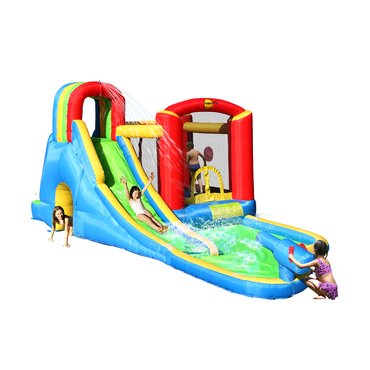 Pro děti, hry, hračky - Happy Hop Skákací atrakce Vodní zábavný aqua s bazénem, skluzavkou.