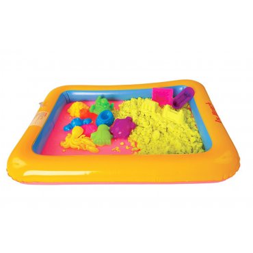Pro děti, hry, hračky - Dedra PUFI kouzelný písek s pískovištěm a formičkami, zeleno-žlutý