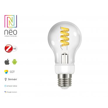 Elektronika - Immax NEO Smart filamentová žárovka LED E27 5W teplá, studená bílá, stmívatelná, Zigbee3.0