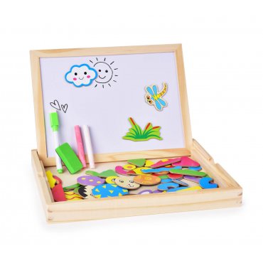 Pro děti, hry, hračky - 3v1 stolní oboustranná magnetická kreslící tabule