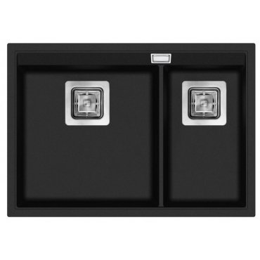 Domácí potřeby - Granitový dřez s vaničkou pro horní / spodní montáž AQUASANITA DELICIA 650.1 bez odkapu,  černý granit