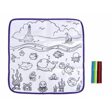 Pro děti, hry, hračky - Omyvatelná kreslící podložka + 6 barevných fixů, 48 x 47 cm