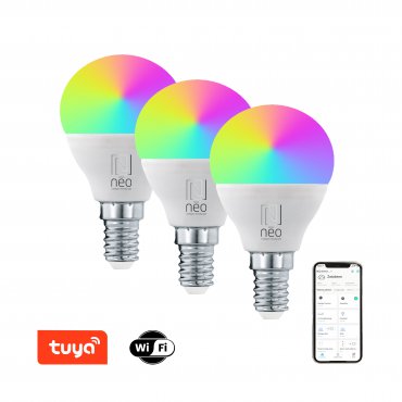 Elektronika - Immax NEO LITE Smart 3x žárovka LED E14 6W RGB+CCT barevná a bílá, stmívatelná, WiFi, P45