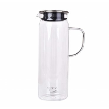 Domácí potřeby - Dedra 1,5 L karafa z borosilikátového skla s nerezovou zátkou, BOROSIL GLASS