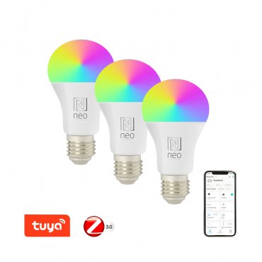 Elektronika - Immax NEO Smart sada 3x žárovka LED E27 11W RGB+CCT barevná a bílá, stmívatelná, Zigbee