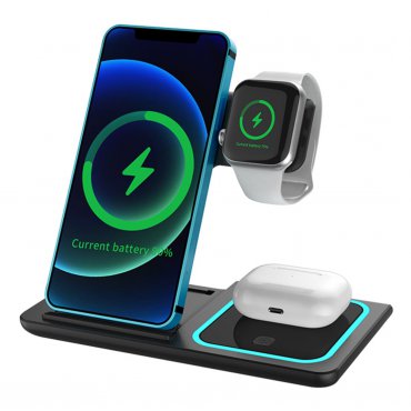 Elektronika - Bezdrátová nabíječka pro Iphone 3v1-15W Qi, Apple watch,Airpod