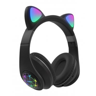 Elektronika - Oxe Bluetooth bezdrátová dětská sluchátka s ouškama, černá