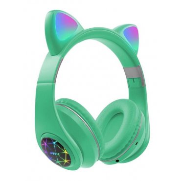 Elektronika - Oxe Bluetooth bezdrátová dětská sluchátka s ouškama, zelená