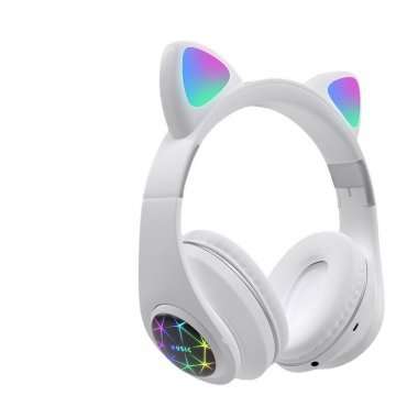Elektronika - Oxe Bluetooth bezdrátová dětská sluchátka s ouškama, bílá