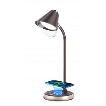 Dům a zahrada - LED stolní lampička Immax FINCH s Qi nabíjením hnědá +zlaté prvky