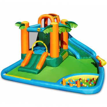 Pro děti, hry, hračky - Happy Hop Vodní skluzavka Oasis - Skákací hrad oáza 7v1