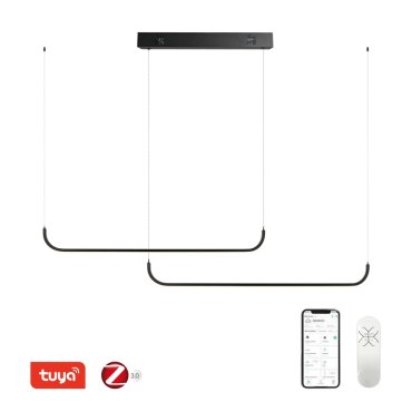 Dům a zahrada - Immax NEO PATTINI Smart závěsné svítidlo dvojité 160-280cm, 53W, 3640lm černé Zigbee 3.0