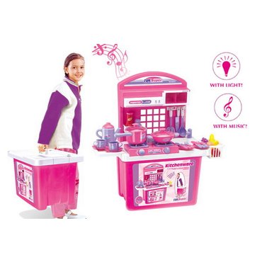 Pro děti, hry, hračky - Dětská kuchyňka G21 s příslušenstvím v kufru růžová