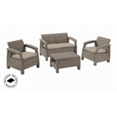 Zahradní nábytek Keter Corfu set dvousedačka + dvě křesla + stůl cappuccino 227640