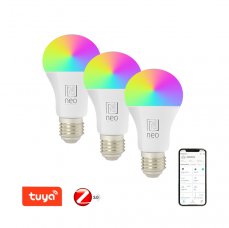 Immax NEO Smart sada 3x žárovka LED E27 11W RGB+CCT barevná a bílá, stmívatelná, Zigbee