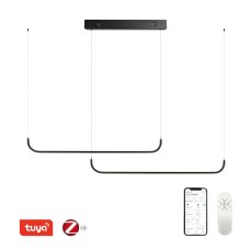 Immax NEO PATTINI Smart závěsné svítidlo dvojité 160-280cm, 53W, 3640lm černé Zigbee 3.0